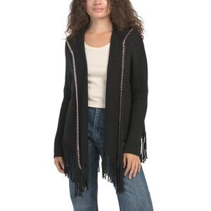 JOHNNY WAS Black The Fringe Open Poncho